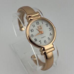 Time‎ Watch Women 31mm Case Rose Gold Hinge Bangle Band- New Battery